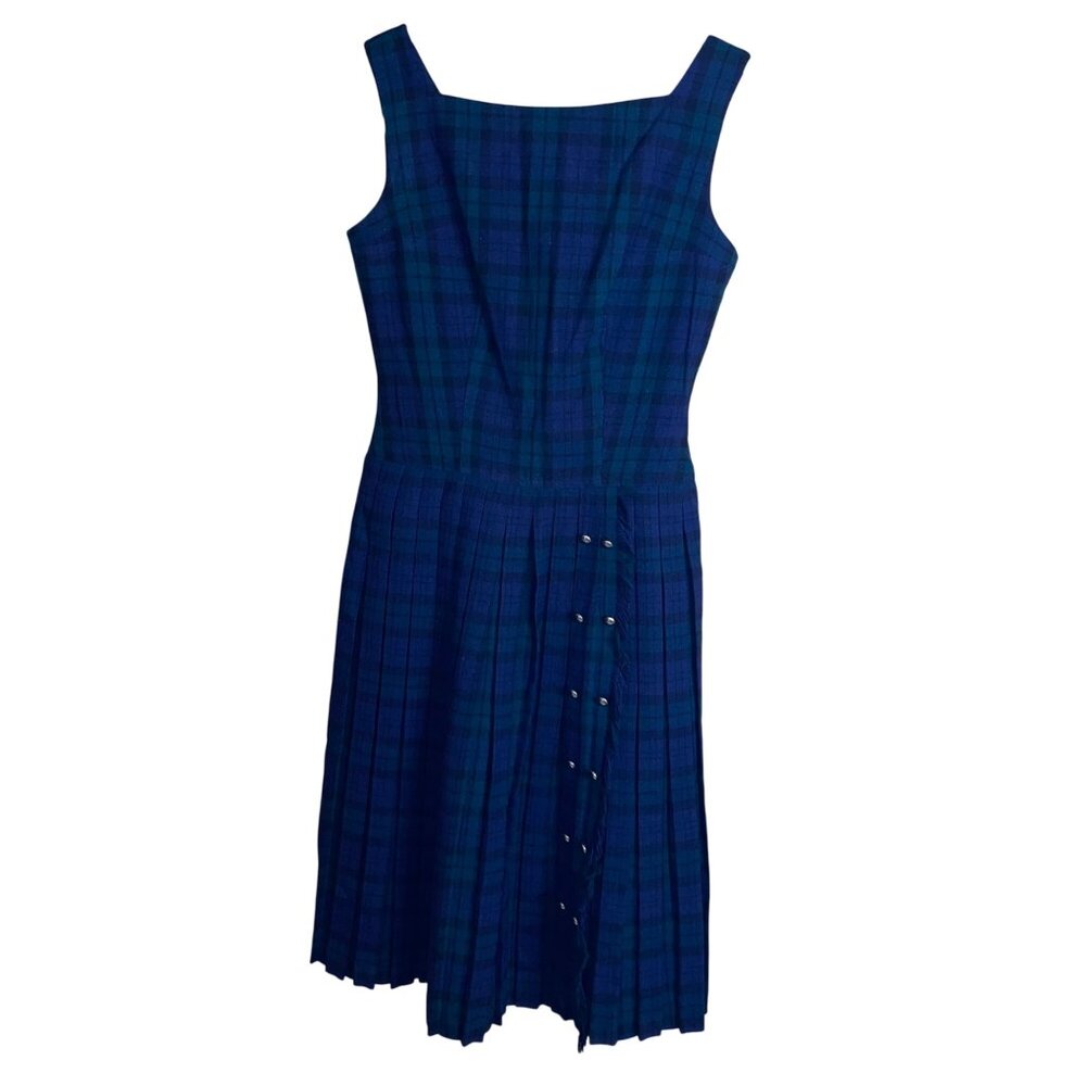 Ilene Ricky Vintage Womens Dress Size 7 Blue Plaid Metal Zipper Casual
